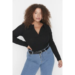 Trendyol Curve Plus Size Bodysuit - Black - Fitted