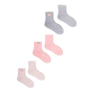 Yoclub Kids's Girls' Terry Socks With 3D Element 3-Pack SKF-0008G-000B