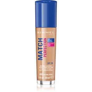 Rimmel London Match Perfection 24HR SPF20 Foundation 400 Natural Beige podkład w płynie z ujednolicającą i rozjaśniającą skórę formułą 30 ml