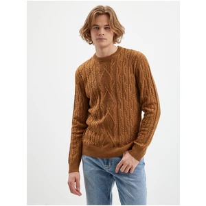 Hnědý pánský svetr s příměsí vlny Tom Tailor - Pánské