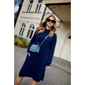 Sports midi dress with hood in dark blue