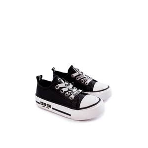 Kids Leather Sneakers BIG STAR KK374043 Black and White