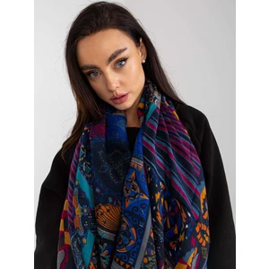 Navy blue scarf with print