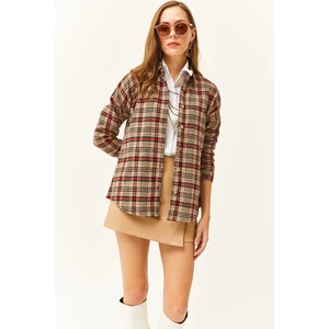 Olalook Women's Biscuit Red Plaid Lumberjack Shirt