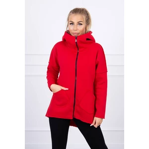 Insulated sweatshirt with longer back and pockets red