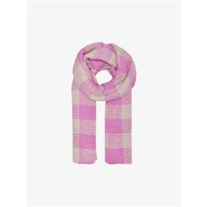 Cream-Pink Plaid Scarf ONLY Merle - Women
