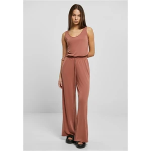Women's terracotta modal long-sleeved jumpsuit