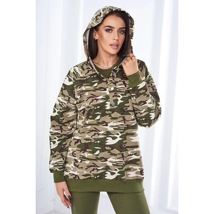 3-piece moor set of sweatshirt, top and leggings khaki + ecru