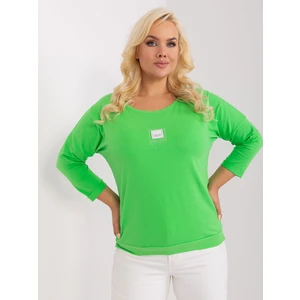 Light green plus size blouse with a round neckline
