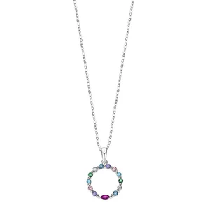 Lotus Silver Designový stříbrný náhrdelník se třpytivým kroužkem LP3246-1/1