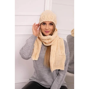 Women's set with scarf Adrianna K417 beige