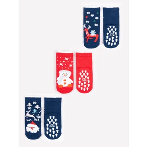 Yoclub Kids's Children's Christmas Cotton With ABS 3Pack Socks SKA-X010U-AA0A