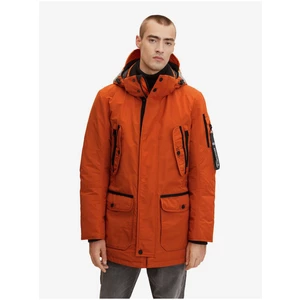 Oranžová pánská zimní bunda s kapucí Tom Tailor - Pánské