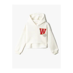 Koton Crop Hooded Sweatshirt Printed Back Long Sleeve Rayons