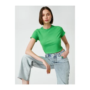 Koton Crew Neck Short Sleeve Crop T-Shirt