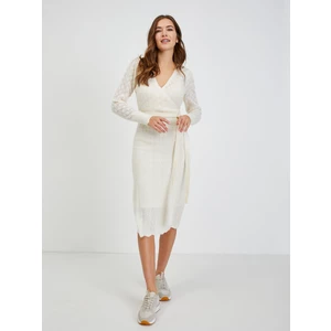 Cream Women's Perforated Sweater Dress with Tie ORSAY - Women