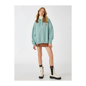 Koton Oversized Sweatshirt with Printed Hoodie