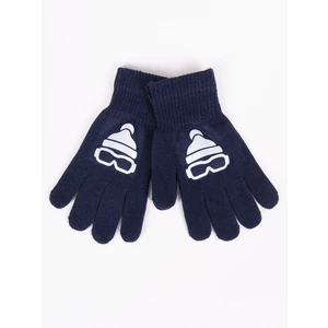 Yoclub Kids's Boys' Five-Finger Gloves With Reflector RED-0237C-AA50-006 Navy Blue