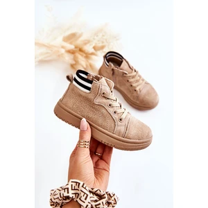 Children's high sneakers with zipper beige Boone