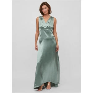 Green Ladies Satin Maxi-dresses VILA Sittas - Women