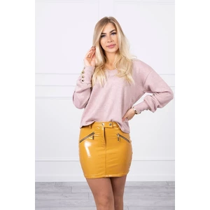 Skirt with decorative zippers mustard