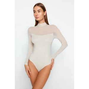 Trendyol Stone Tulle Detailed Long Sleeves With Snap Buttons