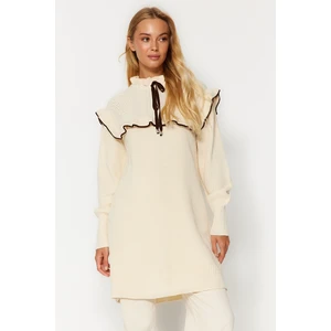 Trendyol Cream Black Piping Knitted Sweater