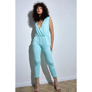 Mint summer jumpsuit with clutch neckline