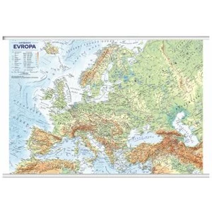 Evropa nástěnná obecně zeměpisná mapa