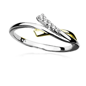 MOISS Pôvabný strieborný bicolor prsteň so zirkónmi r0000 51 mm