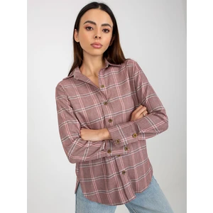 Dark pink lady's plaid shirt with viscose