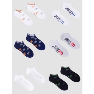 Yoclub Kids's Boys' Ankle Cotton Socks Patterns Colours 6-Pack SKS-0008C-AA00-004