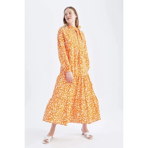 DEFACTO Relax Fit Flower Long Sleeve Long Sleeve Woven Dress