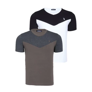 DUAL SET T8591 DEWBERRY MENS T-SHIRT-WHITE-KHAKI