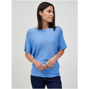 Blue Lightweight Patterned Short Sleeve Sweater ORSAY - Women