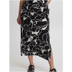 White and Black Ladies Patterned Midi Skirt Fransa - Ladies