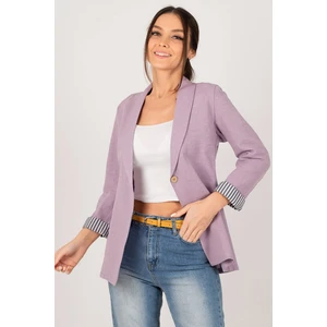 armonika Women's Lilac Striped One-Button Jacket