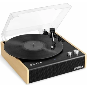 Gramofón Victrola VTA-72 čierny/drevený gramofón s obojsmerným Bluetooth streamovaním, 33/45/78 rpm, zabudované reproduktory, RCA výstup, slúchadlový