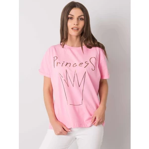 Women's pink cotton t-shirt with print