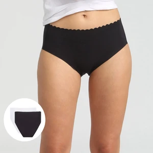 DIM BODY TOUCH HIGH BRIEF 2x - Women's cotton panties with higher waist 2 - black - white