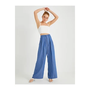 Koton Wide Leg Striped Trousers with a Belted Waist.