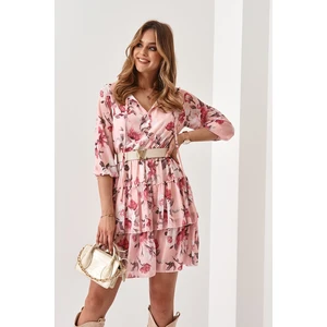 Powder dress with tied neckline