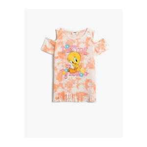 Koton Window Detailed T-Shirt with Tweety Print Licensed Short Sleeved