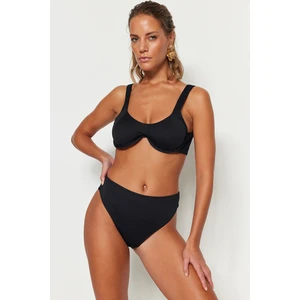 Trendyol Black Underwire Inverted V Underwire Textured Bikini Top