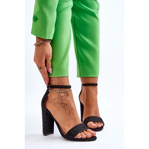 Women's High Heel Sandals with Zirconia Black Idealistic