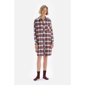 Dagi Claret Red Check Shirt Dress