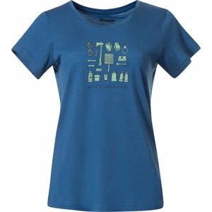 Bergans Graphic Wool Tee Women North Sea Blue/Jade Green/Navy Blue M Koszula outdoorowa