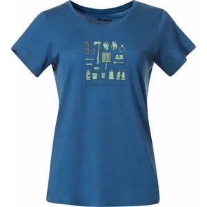 Bergans Graphic Wool Tee Women North Sea Blue/Jade Green/Navy Blue M Camisa para exteriores