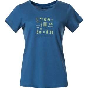 Bergans Graphic Wool Tee Women North Sea Blue/Jade Green/Navy Blue M Outdoorové tričko