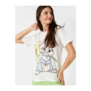 Koton Licensed by Disney Printed T-Shirt with Short Sleeves